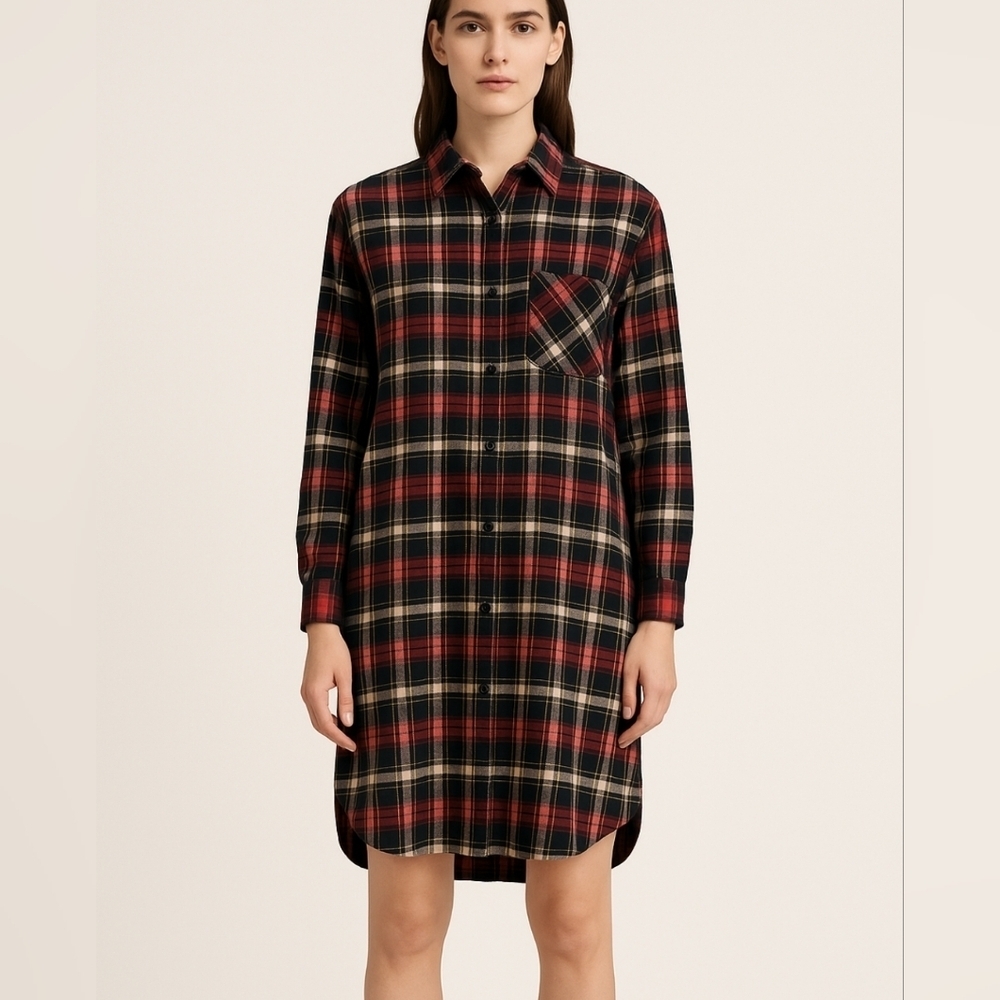 MAJE PLAID SHIRT DRESS SIZE 1 - Picture 2 of 9